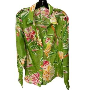 Worth Collective Women’s Silk & Cotton Floral Button Up Blouse Sz 14 NWT